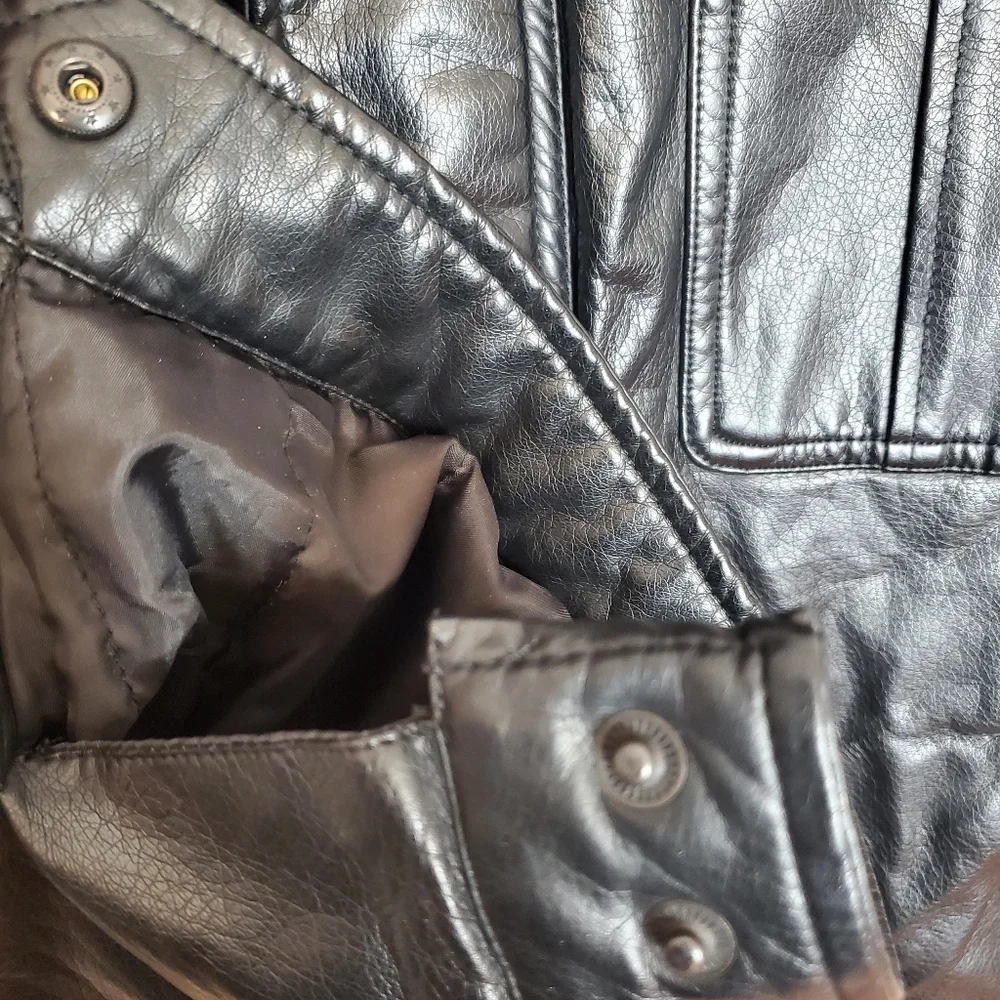 Levi's faux soft vegan black leather jacket coat dark gray sherpa lined size xxl